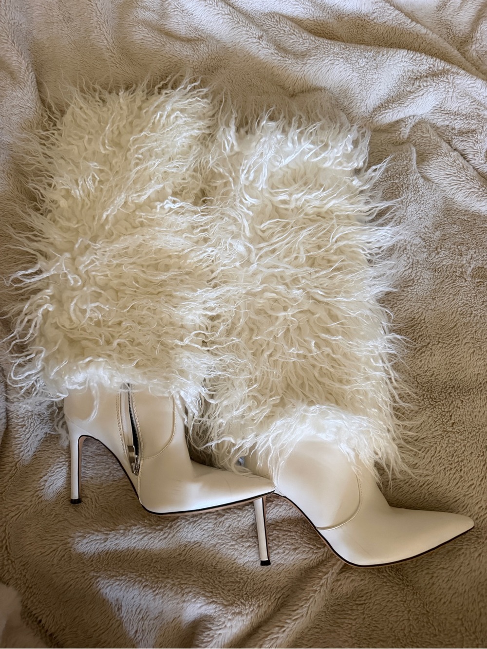 Elegant White Stiletto Heeled Boots - Women's Fashion Booties